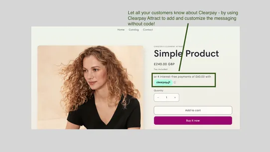 Clearpay On‑Site Messaging screenshot