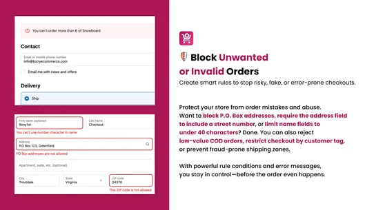 Bony: Checkout Rules &amp; COD screenshot