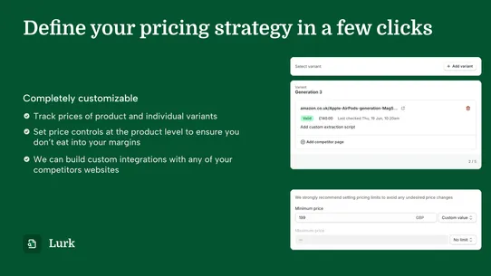 Lurk Competitor Price Tracking screenshot