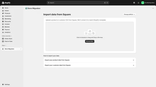Store Migration screenshot