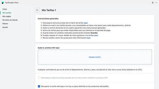 Tarificador Perú screenshot