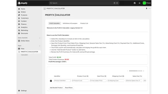 PROFITX | CALCULATOR screenshot