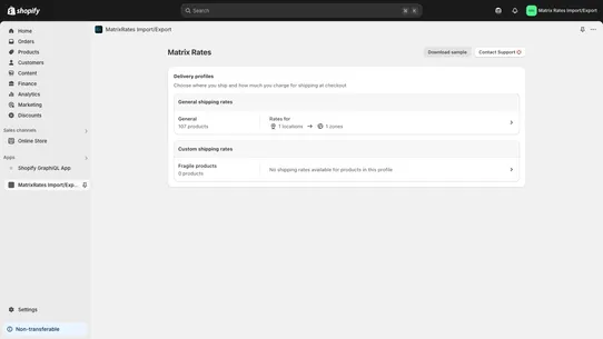 MatrixRates Import/Export screenshot