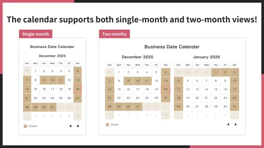 UR: Business Date Calendar screenshot