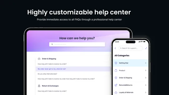Ecomsend‑ Chat, FAQ, Tracking screenshot