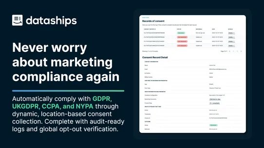 Dataships Marketing Consent screenshot