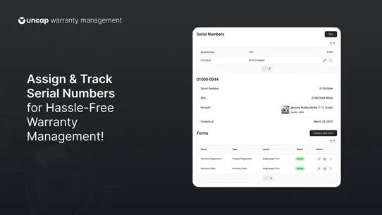 Uncap Warranty Management screenshot