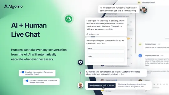 Chatbot &amp; Live Chat | Algomo screenshot