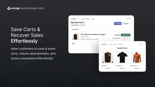 Uncap Save &amp; Share Carts screenshot