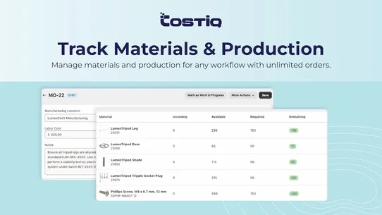 CostIQ screenshot