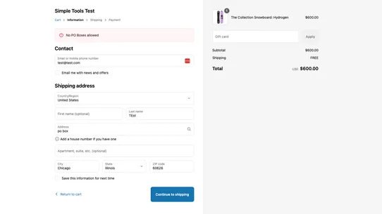 Simple PO Box Blocker screenshot