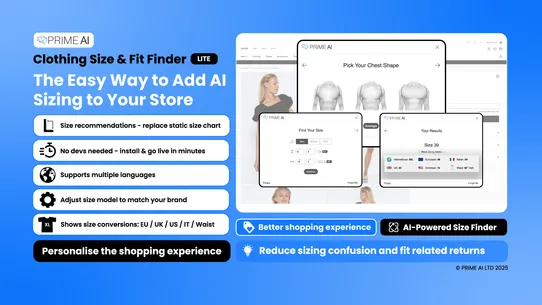 Prime AI Clothing Size Finder screenshot