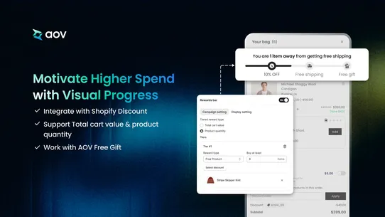 AOV.ai Cart Drawer Cart Upsell screenshot