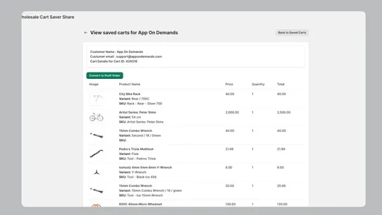 AOD Wholesale Cart Saver Share screenshot