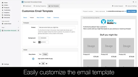 Recomailer Personalized Emails screenshot