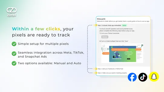 Ⓩ TikTok Pixel Meta Pixel Feed screenshot