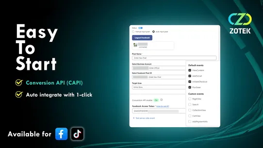 Ⓩ Facebook Pixels TikTok Pixel screenshot