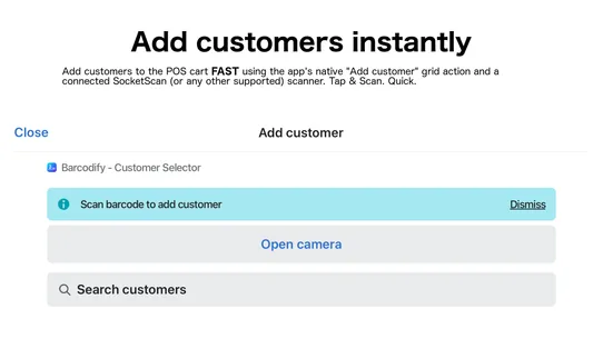 Barcodify ‑ Customer Selector screenshot