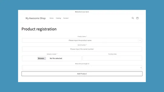 My Product Registration screenshot