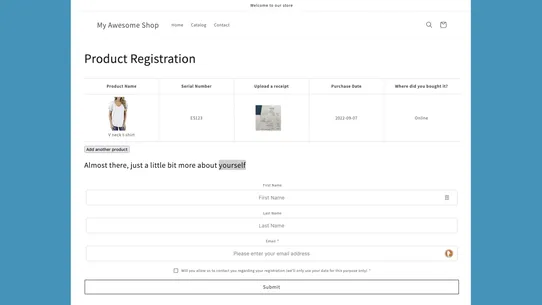 My Product Registration screenshot