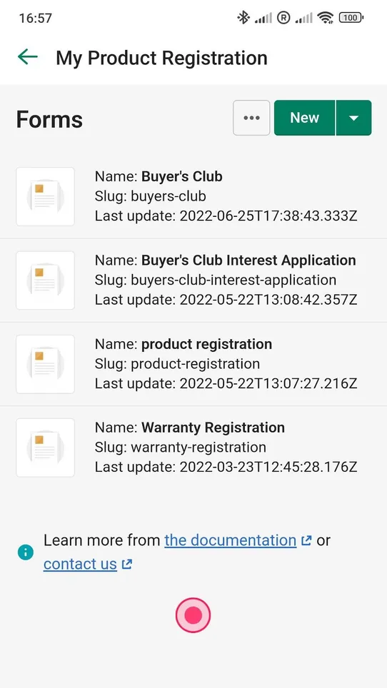 My Product Registration screenshot