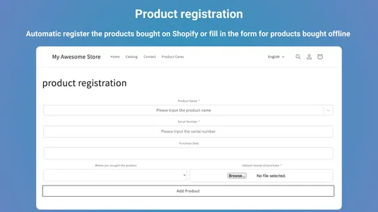 My Product Registration screenshot