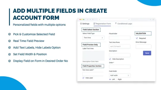 Extendons Registration Fields screenshot