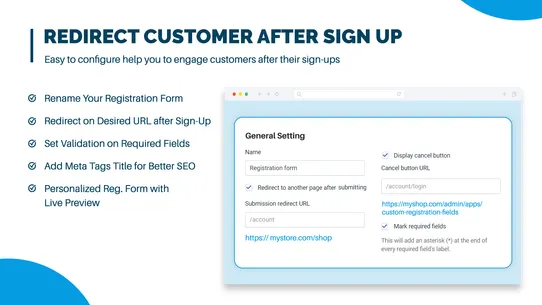 Extendons Registration Fields screenshot