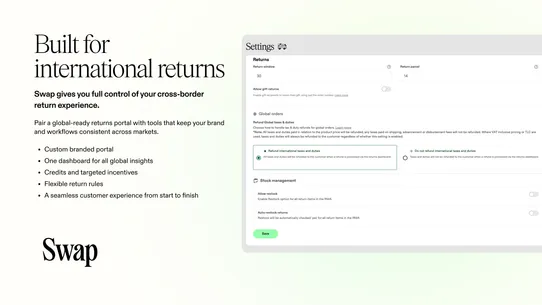 Swap Returns &amp; Exchanges screenshot