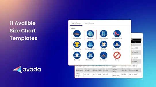 Avada Size Chart &amp; Size Guide screenshot