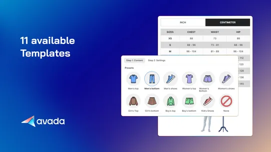 Avada Size Chart &amp; Size Guide screenshot