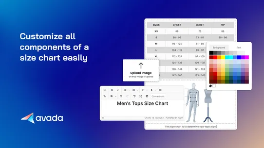 Avada Size Chart &amp; Size Guide screenshot