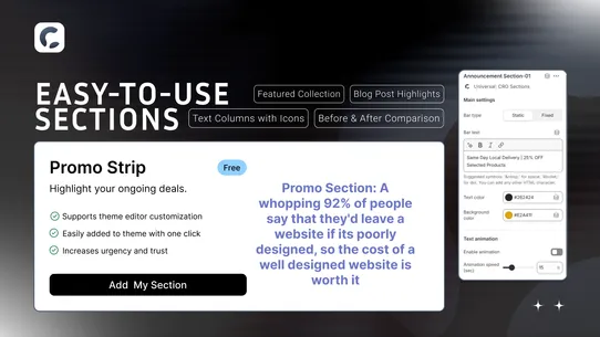 Universal Theme Sections screenshot