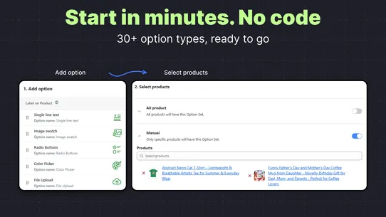Avis Product Options, Variants screenshot