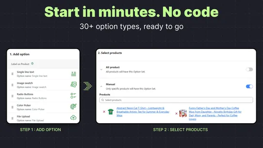 Avis Product Options, Variants screenshot