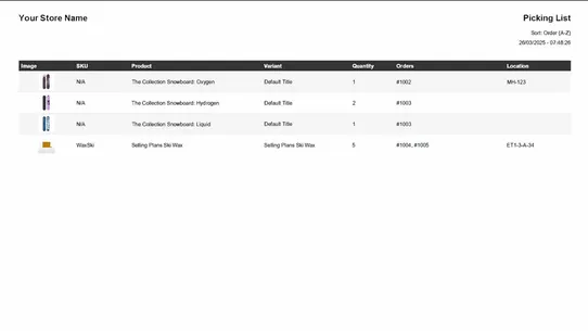 Simple Picking List screenshot