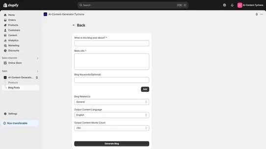AI‑Content‑Generator:Tychons screenshot
