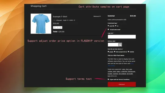 Pify Cart &amp; Customer Attribute screenshot