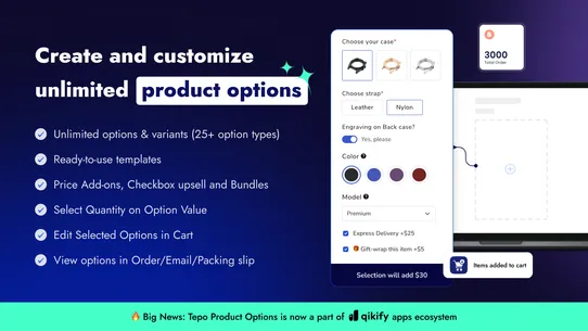 Tepo Custom Product Options screenshot