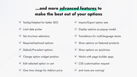 Tepo Custom Product Options screenshot