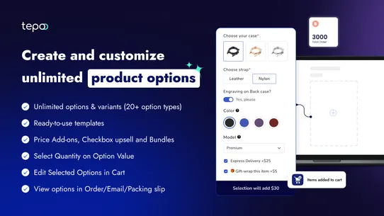 Tepo Custom Product Options screenshot