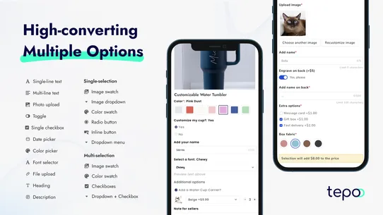Tepo Custom Product Options screenshot