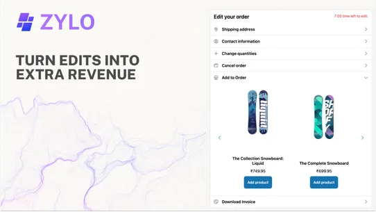 Zylo: Upsell &amp; Order Editing screenshot