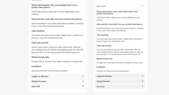 Ymq Product Tabs screenshot