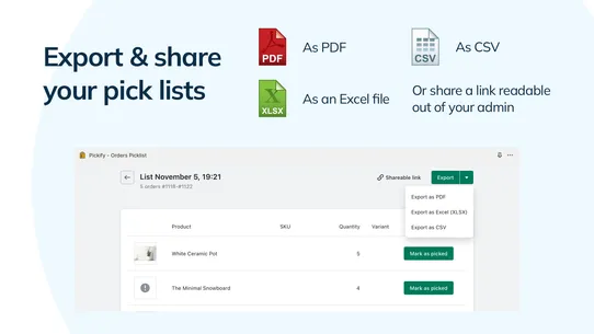 Pickify ‑ Orders Picklist screenshot