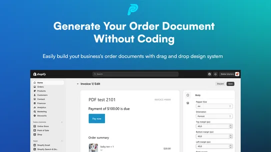 Pullush Order Printer, Invoice screenshot