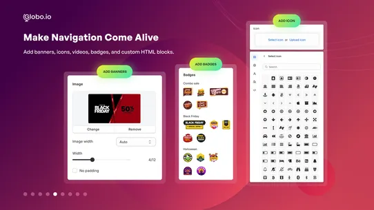 Globo Mega Menu, Navigation screenshot