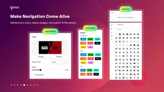 Globo Mega Menu, Navigation screenshot
