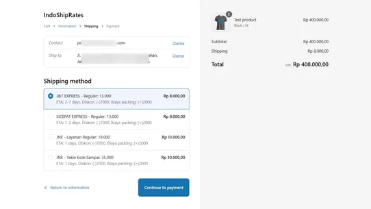 IndoShipRates screenshot