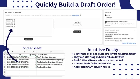 Quick Order / Draft CSV Import screenshot